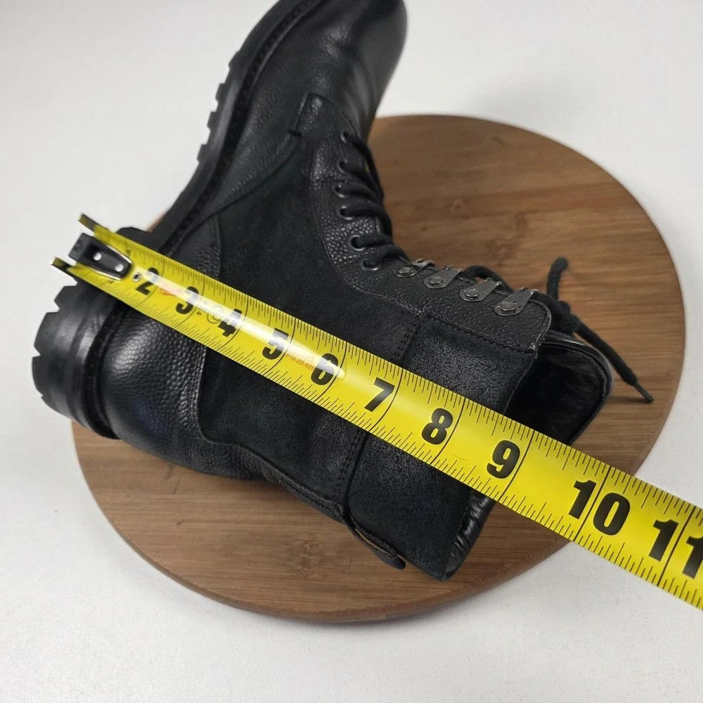 Rag & Bone Boots Mens Size 10 Black Leather Combat Lace Up Ankle Handmade Italy